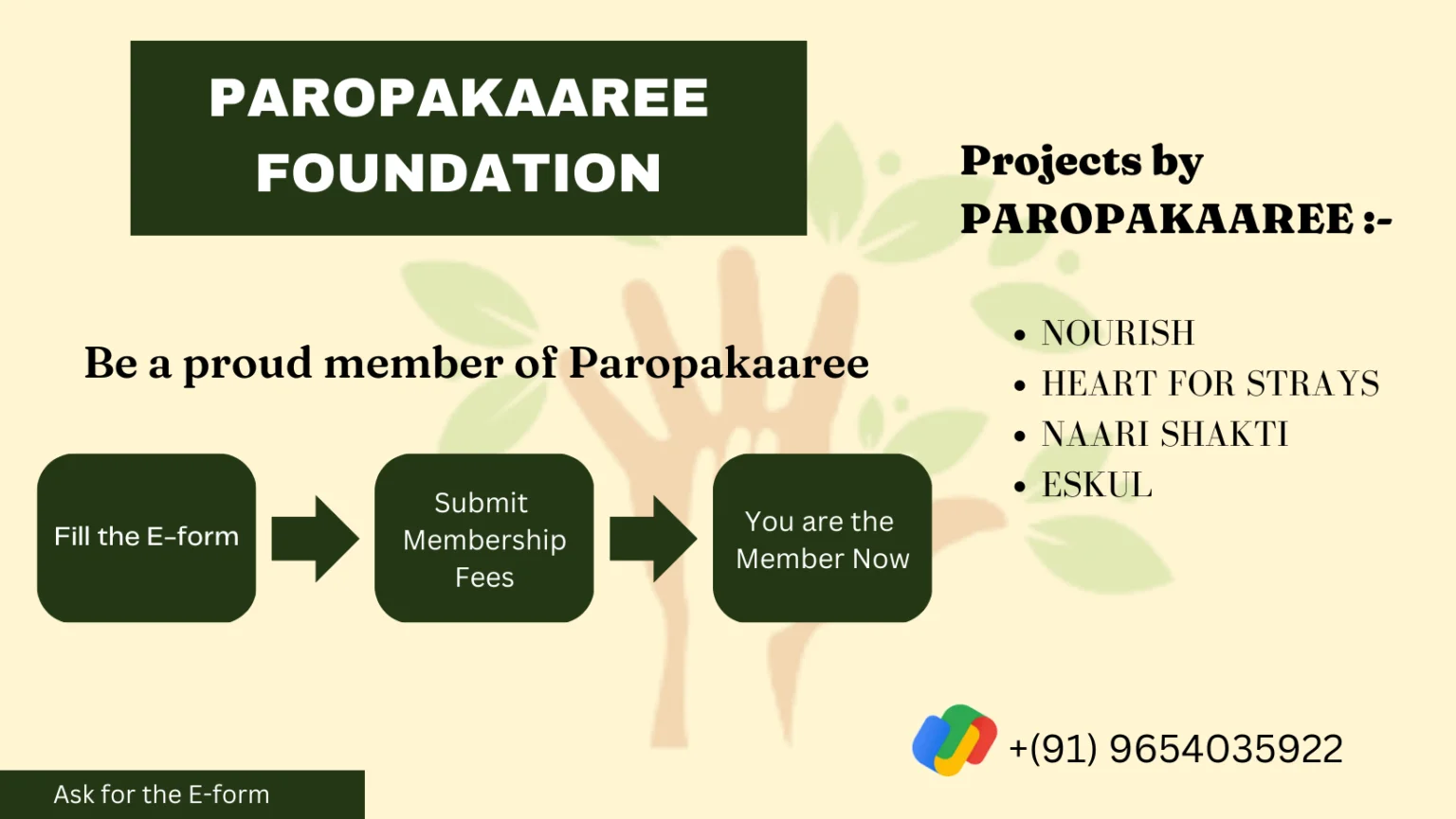 Become a proud member of Paropakaaree Foundation